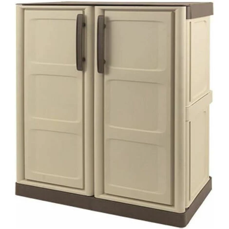 Dmora Armoire Polyvalente Extérieure Ou Interne, Armoire Basse Avec 2 Portes Et 1 étagère En Polypropylène, 100% Made In Italy, 70x39h86 Cm, Couleur Beige 4 Dmora Armoire Polyvalente Extérieure Ou Interne, Armoire Basse Avec 2 Portes Et 1 étagère En Polypropylène, 100% Made In Italy, 70x39h86 Cm, Couleur Beige – Image 2