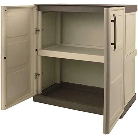 Dmora Armoire Polyvalente Extérieure Ou Interne, Armoire Basse Avec 2 Portes Et 1 étagère En Polypropylène, 100% Made In Italy, 70x39h86 Cm, Couleur Beige 5 Dmora Armoire Polyvalente Extérieure Ou Interne, Armoire Basse Avec 2 Portes Et 1 étagère En Polypropylène, 100% Made In Italy, 70x39h86 Cm, Couleur Beige – Image 3