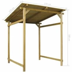 YOUTHUP Auvent De Jardin Bois De Pin Imprégné Abri à Bûches 170 X 170 X 180 Cm - Brun -Rangement de jardin Soldes 51855246 3
