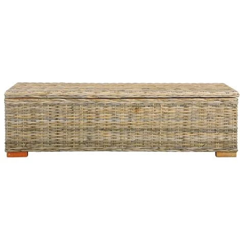 YOUTHUP Boîte De Rangement 120 Cm Rotin Naturel Kubu Et Manguier Solide - Brun 5 YOUTHUP Boîte De Rangement 120 Cm Rotin Naturel Kubu Et Manguier Solide - Brun – Image 3