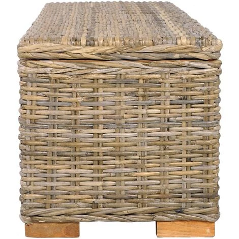 YOUTHUP Boîte De Rangement 120 Cm Rotin Naturel Kubu Et Manguier Solide - Brun 6 YOUTHUP Boîte De Rangement 120 Cm Rotin Naturel Kubu Et Manguier Solide - Brun – Image 4