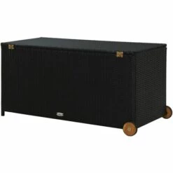 YOUTHUP Boîte De Rangement De Jardin Noir 130x65x115 Cm Résine Tressée - Noir -Rangement de jardin Soldes 51875919 4