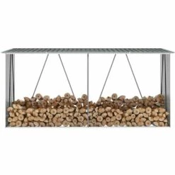 Topdeal Abri De Stockage De Bois Acier Galvanisé 330x84x152 Cm Gris