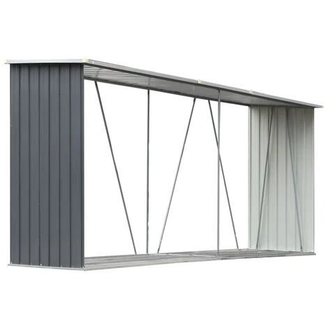 Topdeal Abri De Stockage De Bois Acier Galvanisé 330x84x152 Cm Gris 4 Topdeal Abri De Stockage De Bois Acier Galvanisé 330x84x152 Cm Gris – Image 2