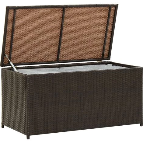 Topdeal Boîte De Rangement De Jardin Résine Tressée 100x50x50 Cm Marron 3 Topdeal Boîte De Rangement De Jardin Résine Tressée 100x50x50 Cm Marron
