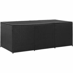 Topdeal Boîte De Rangement De Jardin Résine Tressée 180x90x75 Cm Noir