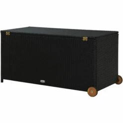 Topdeal Boîte De Rangement De Jardin Noir 120x65x61 Cm Résine Tressée FF310089_FR -Rangement de jardin Soldes 52099586 4