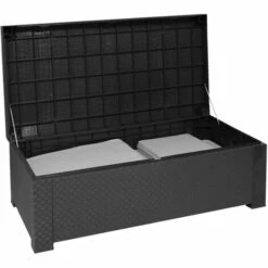 Coffre De Rangement Pour Jardin En Résine Anthracite - Longueur 117 X Profondeur 63 X Hauteur 43 Cm -PEGANE- -Rangement de jardin Soldes 52476010 2