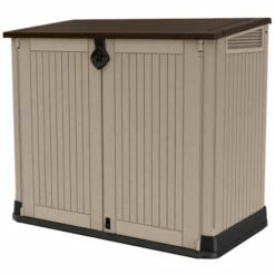 Chalet & Jardin Coffre De Jardin En Résine Multifonctions 880 L - Beige (avec Vérins)