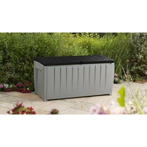 Chalet & Jardin Coffre Jardin Résine Assise Novel 340 L - Noir Et Gris 4 Chalet & Jardin Coffre Jardin Résine Assise Novel 340 L - Noir Et Gris – Image 2