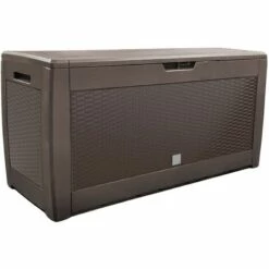 VOUNOT Coffre De Rangement Exterieur 310L En PP 119x48x60CM Style Polyrotin Marron