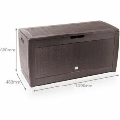 VOUNOT Coffre De Rangement Exterieur 310L En PP 119x48x60CM Style Polyrotin Marron -Rangement de jardin Soldes 53562498 5