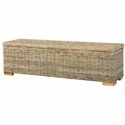 Hommoo Boite De Rangement 120 Cm Rotin Naturel Kubu Et Manguier Solide -Rangement de jardin Soldes 54056835 5