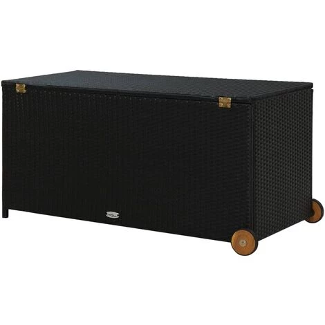 Hommoo Boite De Rangement De Jardin Noir 120x65x61 Cm Resine Tressee 6 Hommoo Boite De Rangement De Jardin Noir 120x65x61 Cm Resine Tressee – Image 4