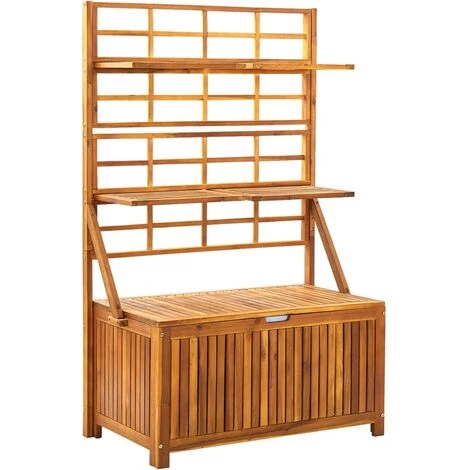 Hommoo Boite De Rangement Et Treillis 99x55x160cm Bois D'acacia Solide 4 Hommoo Boite De Rangement Et Treillis 99x55x160cm Bois D'acacia Solide – Image 2
