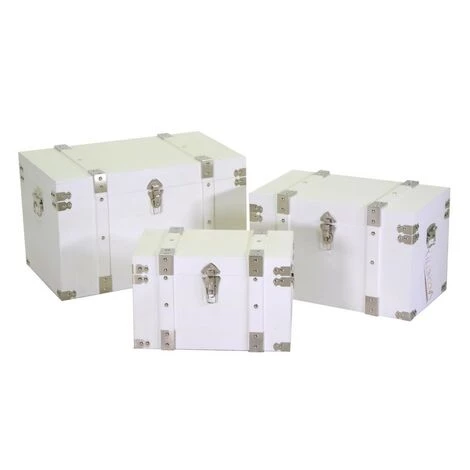 WEBMARKETPOINT Coffre En Bois 1-3 Blanc Rectangulaire 3 WEBMARKETPOINT Coffre En Bois 1-3 Blanc Rectangulaire