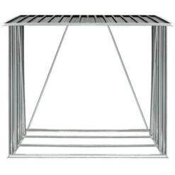 Hommoo Abri De Stockage A Bois Acier Galvanise 163x83x154cm Anthracite -Rangement de jardin Soldes 54151235 5