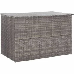 Hommoo Boite De Rangement De Jardin Gris 150x100x100 Cm Resine Tressee