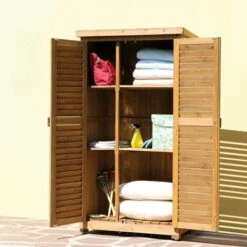 ALCE Armoire De Jardin Avec Conteneur Outils Extérieur En Bois Utile 4