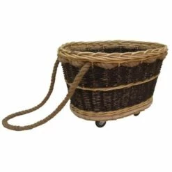 JARDIBRICODECO Chariot à Bûches En Osier Brut Et Blanc -Rangement de jardin Soldes 55332177 3