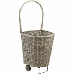 JARDIBRICODECO Chariot à Bûches En Osier Gris