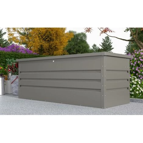 VENTE-UNIQUE.COM Coffre De Rangement De Jardin En Acier Galvanisé Gris Volume 582L TOMASO - Gris 3 VENTE-UNIQUE.COM Coffre De Rangement De Jardin En Acier Galvanisé Gris Volume 582L TOMASO - Gris