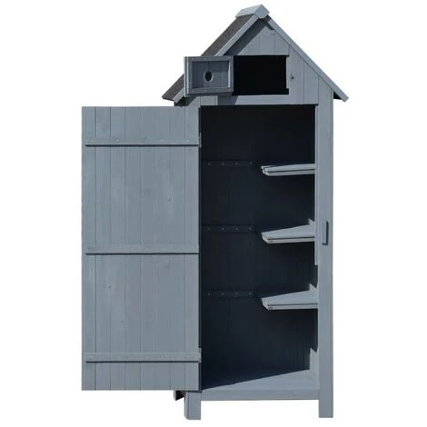 VENTE-UNIQUE.COM Armoire De Jardin En Bois SINDI - Gris - Gris 4 VENTE-UNIQUE.COM Armoire De Jardin En Bois SINDI - Gris - Gris – Image 2
