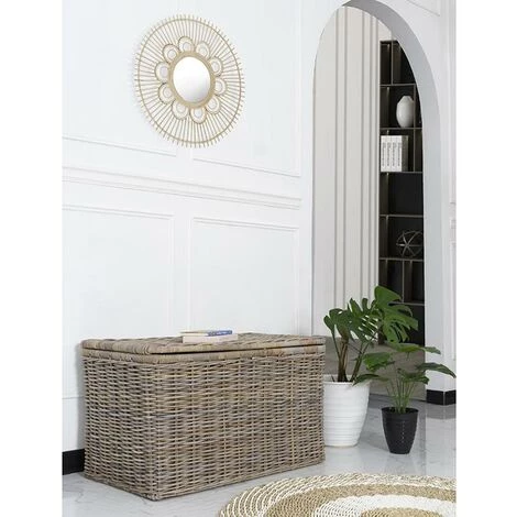 OZAIA Coffre De Rangement En Kubu TIMGAD - L100 X P55 X H55 Cm - Gris Naturel - Gris 3 OZAIA Coffre De Rangement En Kubu TIMGAD - L100 X P55 X H55 Cm - Gris Naturel - Gris