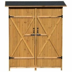 VENTE-UNIQUE.COM Armoire De Jardin En Bois KEILA - Naturel Clair -Rangement de jardin Soldes 55885026 5
