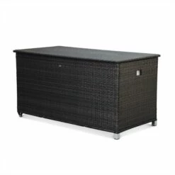 ALICE'S GARDEN Coffre De Jardin En Résine Tressée - Cassapanca Chocolat - 790L. Vérins. Roulettes. Poignée Et Housse Intérieure écrue. Rangement Coussins 162x82cm - Marron -Rangement de jardin Soldes 5604757 3