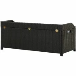 INLIFE Banc De Rangement De Jardin 120 Cm Résine Tressée Noir -Rangement de jardin Soldes 56254404 5