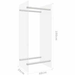 INLIFE Portant De Bois Chauffage Transparent 40x35x100 Cm Verre Trempé -Rangement de jardin Soldes 56413419 5