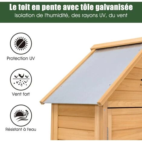 DREMADE DREAMADE Armoire De Jardin Remise Pour Outils En Bois De Sapin, Avec 5 Étagères, Une Porte Et Toit Double Pente Pour Jardin, Balcon Ou Terrasse 80 X 45 X 176 CM Jaune 4 DREMADE DREAMADE Armoire De Jardin Remise Pour Outils En Bois De Sapin, Avec 5 Étagères, Une Porte Et Toit Double Pente Pour Jardin, Balcon Ou Terrasse 80 X 45 X 176 CM Jaune – Image 2