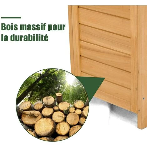 DREMADE DREAMADE Armoire De Jardin Remise Pour Outils En Bois De Sapin, Avec 5 Étagères, Une Porte Et Toit Double Pente Pour Jardin, Balcon Ou Terrasse 80 X 45 X 176 CM Jaune 5 DREMADE DREAMADE Armoire De Jardin Remise Pour Outils En Bois De Sapin, Avec 5 Étagères, Une Porte Et Toit Double Pente Pour Jardin, Balcon Ou Terrasse 80 X 45 X 176 CM Jaune – Image 3