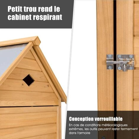 DREMADE DREAMADE Armoire De Jardin Remise Pour Outils En Bois De Sapin, Avec 5 Étagères, Une Porte Et Toit Double Pente Pour Jardin, Balcon Ou Terrasse 80 X 45 X 176 CM Jaune 6 DREMADE DREAMADE Armoire De Jardin Remise Pour Outils En Bois De Sapin, Avec 5 Étagères, Une Porte Et Toit Double Pente Pour Jardin, Balcon Ou Terrasse 80 X 45 X 176 CM Jaune – Image 4