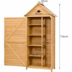 DREMADE DREAMADE Armoire De Jardin Remise Pour Outils En Bois De Sapin, Avec 5 Étagères, Une Porte Et Toit Double Pente Pour Jardin, Balcon Ou Terrasse 80 X 45 X 176 CM Jaune 11 DREMADE DREAMADE Armoire De Jardin Remise Pour Outils En Bois De Sapin, Avec 5 Étagères, Une Porte Et Toit Double Pente Pour Jardin, Balcon Ou Terrasse 80 X 45 X 176 CM Jaune -Rangement de jardin Soldes 56476742 5