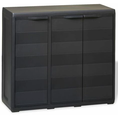 INLIFE Armoire De Rangement De Jardin Avec 2 étagères Noir 4 INLIFE Armoire De Rangement De Jardin Avec 2 étagères Noir – Image 2