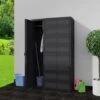 INLIFE Armoire De Rangement De Jardin Armoires De Cabanon 2 Portes Avec 4 étagères Noir