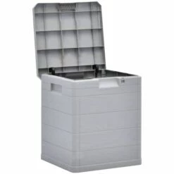 INLIFE Boîte De Rangement De Jardin 90 L Gris Clair