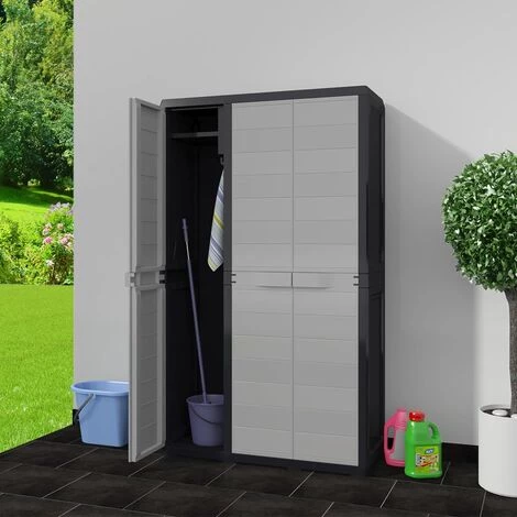 INLIFE Armoire De Rangement De Jardin Avec 4 étagères Noir Et Gris 3 INLIFE Armoire De Rangement De Jardin Avec 4 étagères Noir Et Gris