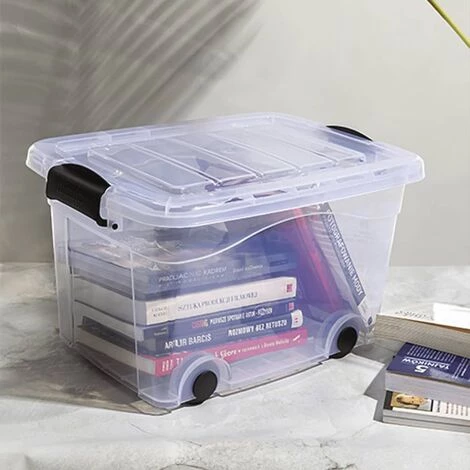 INLIFE Boîtes De Rangement Et Roues Couvercles 2 Pcs Transparent 100 L 5 INLIFE Boîtes De Rangement Et Roues Couvercles 2 Pcs Transparent 100 L – Image 3