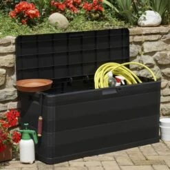 INLIFE Boîte De Rangement De Jardin Noir 117x45x56 Cm -Rangement de jardin Soldes 56630870 3