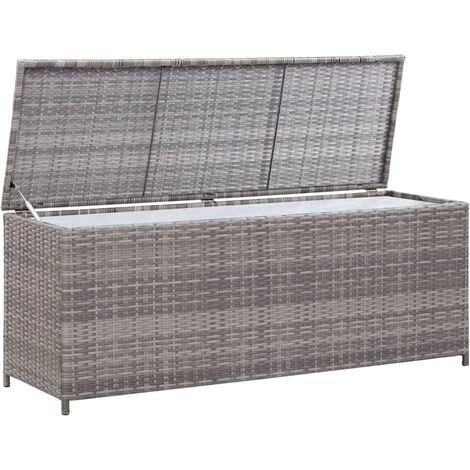 INLIFE Boîte De Rangement De Jardin Gris 150x50x60 Cm Résine Tressée 3 INLIFE Boîte De Rangement De Jardin Gris 150x50x60 Cm Résine Tressée