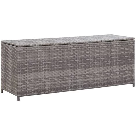 INLIFE Boîte De Rangement De Jardin Gris 150x50x60 Cm Résine Tressée 4 INLIFE Boîte De Rangement De Jardin Gris 150x50x60 Cm Résine Tressée – Image 2