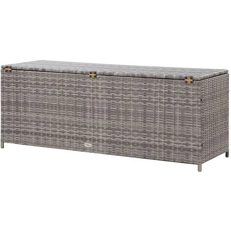 INLIFE Boîte De Rangement De Jardin Gris 150x50x60 Cm Résine Tressée 6 INLIFE Boîte De Rangement De Jardin Gris 150x50x60 Cm Résine Tressée – Image 4