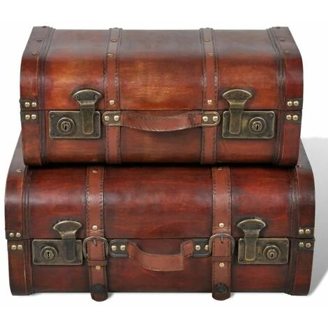 NOVA Set 2 Bauli En Vintage Marrone Wood Bauli Set 2 Pièces Retro Suitcase Coffre De Rangement Vintage Bois Marron 2 Pcs 7 NOVA Set 2 Bauli En Vintage Marrone Wood Bauli Set 2 Pièces Retro Suitcase Coffre De Rangement Vintage Bois Marron 2 Pcs – Image 5