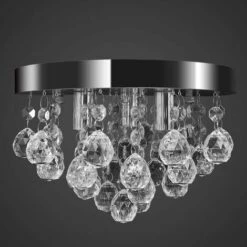 NOVA Chandelier Avec Perles Rondes 3 Lampes De Support Différentes Couleurs Lustre Suspendu Design De Cristal Chrome Couleur : Transparent