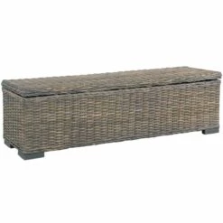 NOVA Boîte De Stockage En Rotin Kubu Et Banc En Bois Massif En Bois De Différentes Couleurs Boîte De Rangement 120 Cm Gris Rotin Naturel Kubu Et Manguier Couleur : GRIS