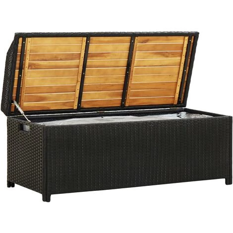 NOVA Banc De Jardin Avec Compartiment De Rangement à Polyrattan Diverses Couleurs Banc De Rangement De Jardin 120 Cm Résine Tressée Noir Couleur : NOIR 5 NOVA Banc De Jardin Avec Compartiment De Rangement à Polyrattan Diverses Couleurs Banc De Rangement De Jardin 120 Cm Résine Tressée Noir Couleur : NOIR – Image 3