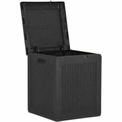 ASUPERMALL Boîte De Rangement De Jardin 90 L Noir PP Rotin -Rangement de jardin Soldes 57734282 3